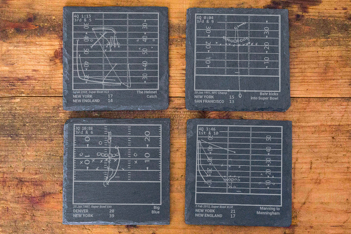 New York Giants Greatest Plays: Slate Coasters (Set of 4)