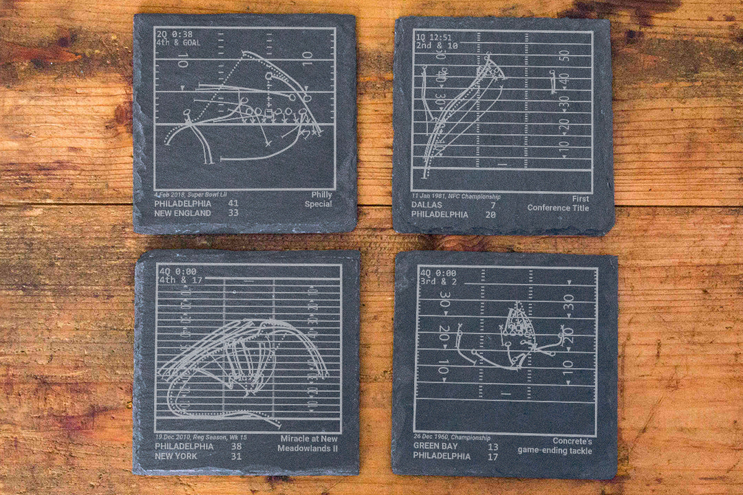 Philadelphia Eagles Greatest Plays: Slate Coasters (Set of 4)