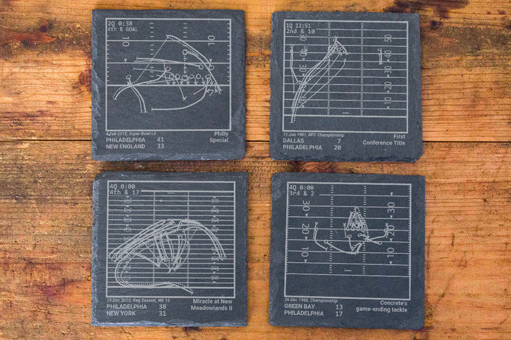 Philadelphia Eagles Greatest Plays: Slate Coasters (Set of 4)