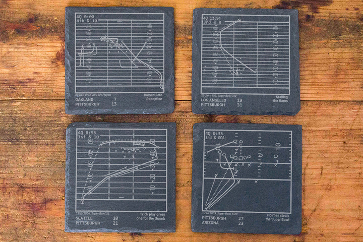 Pittsburgh Steelers Greatest Plays: Slate Coasters (Set of 4)