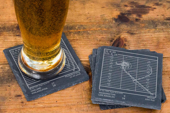 Oakland Raiders Greatest Plays: Slate Coasters (Set of 4)