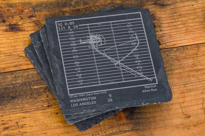 Oakland Raiders Greatest Plays: Slate Coasters (Set of 4)