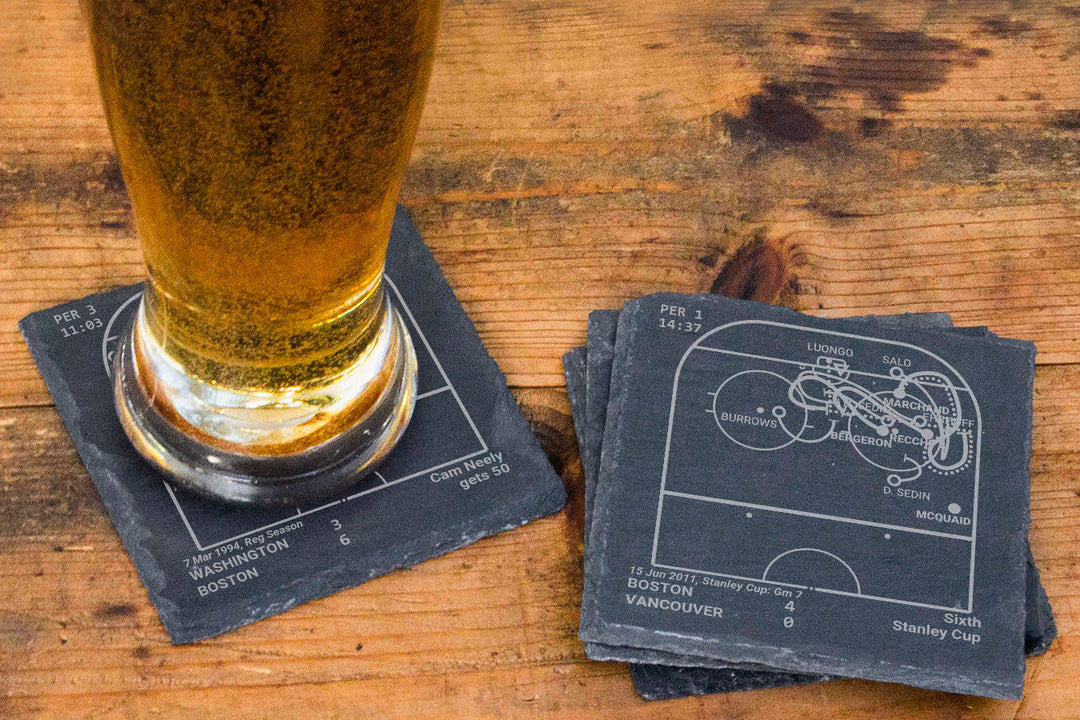Boston Bruins Greatest Goals: Slate Coasters (Set of 4)