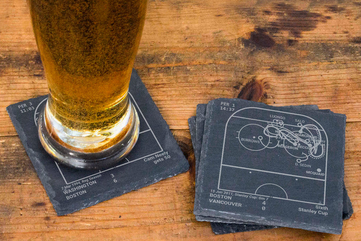 Boston Bruins Greatest Goals: Slate Coasters (Set of 4)