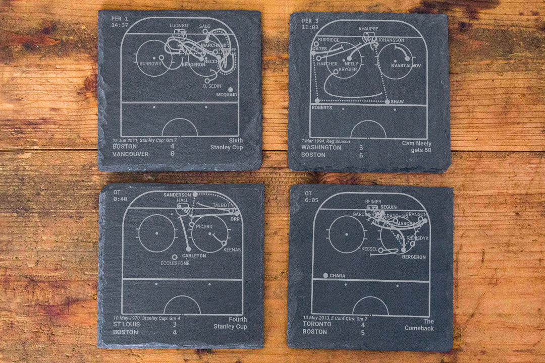 Boston Bruins Greatest Goals: Slate Coasters (Set of 4)