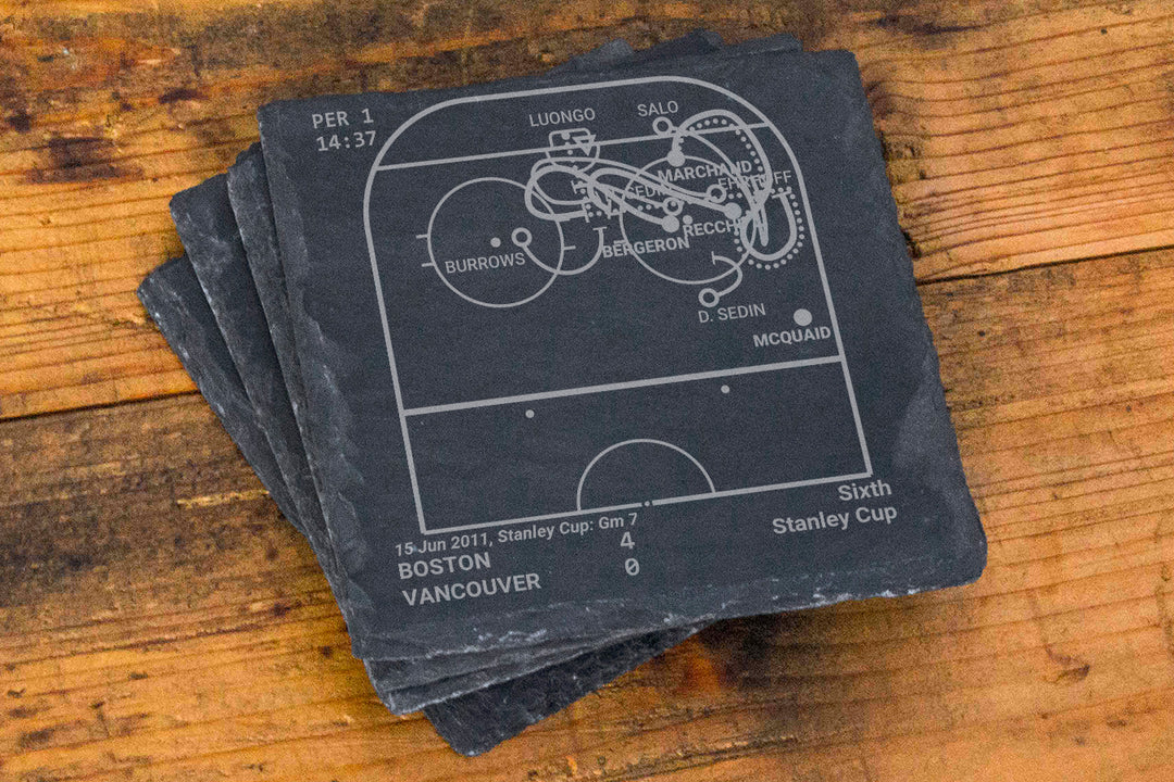 Boston Bruins Greatest Goals: Slate Coasters (Set of 4)