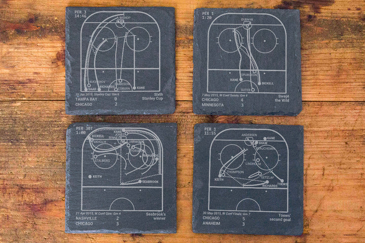 <b>2015 Champions</b> Blackhawks Plays: Slate Coasters (Set of 4)