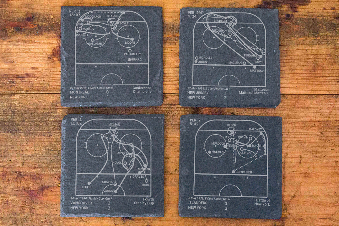 New York Rangers Greatest Goals: Slate Coasters (Set of 4)