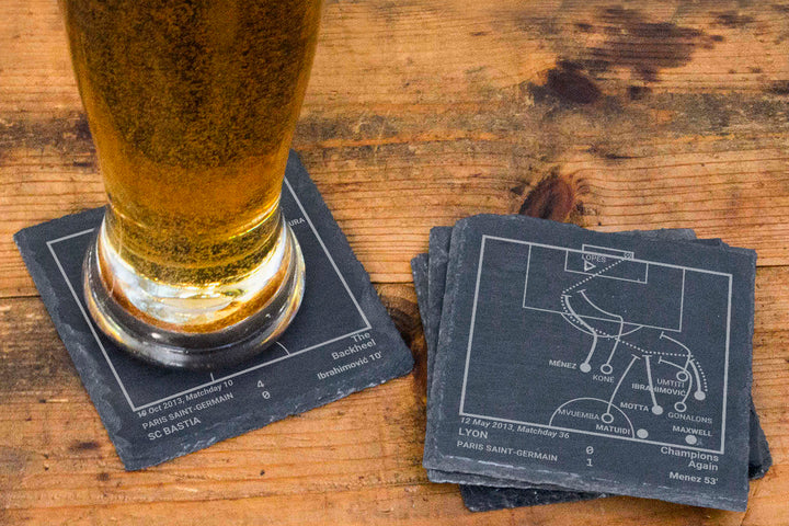 Paris Saint-Germain Greatest Goals: Slate Coasters (Set of 4)