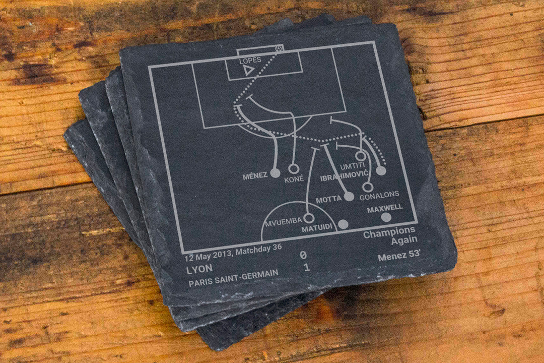 Paris Saint-Germain Greatest Goals: Slate Coasters (Set of 4)