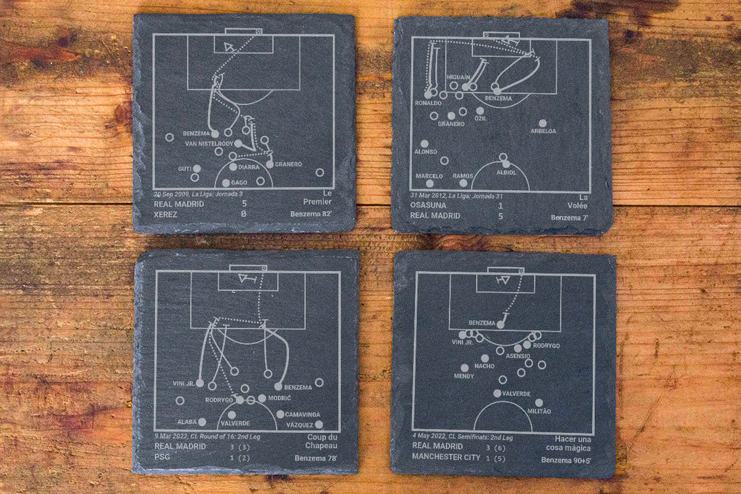 <b>Benzema Champions</b> Real Madrid Plays: Slate Coasters (Set of 4)
