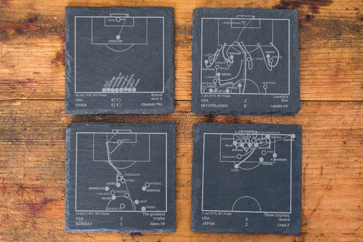 USWNT Greatest Goals: Slate Coasters (Set of 4)