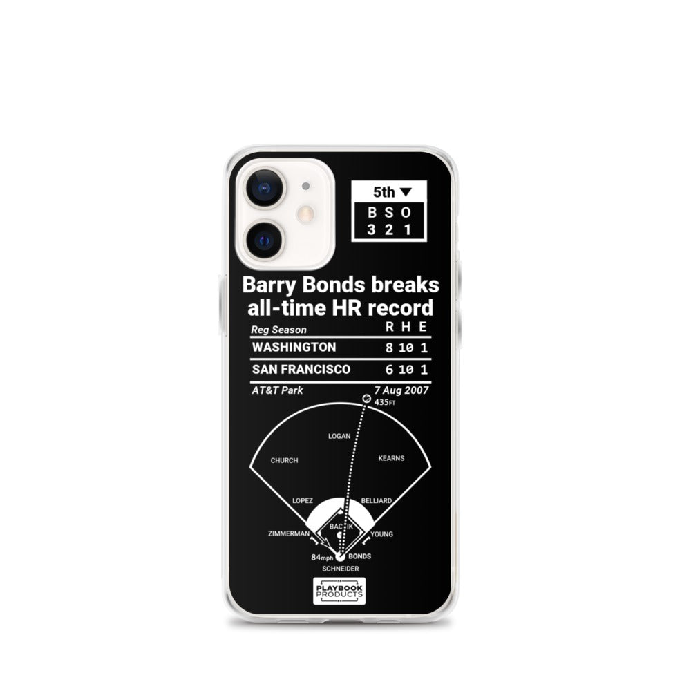 San Francisco Giants Greatest Plays iPhone Case: Barry Bonds breaks all-time HR record (2007)
