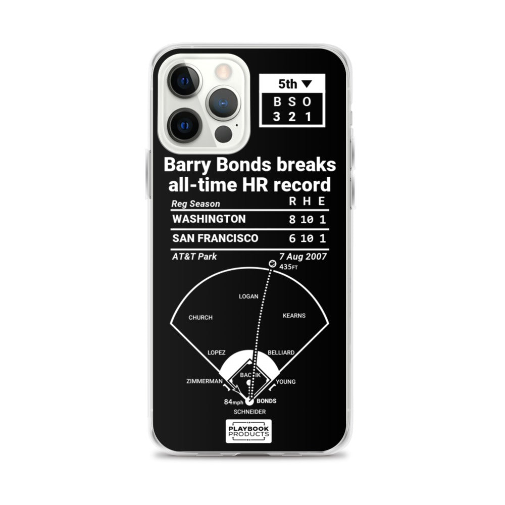 San Francisco Giants Greatest Plays iPhone Case: Barry Bonds breaks all-time HR record (2007)