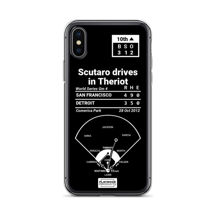 San Francisco Giants Greatest Plays iPhone Case: Scutaro drives in Theriot (2012)