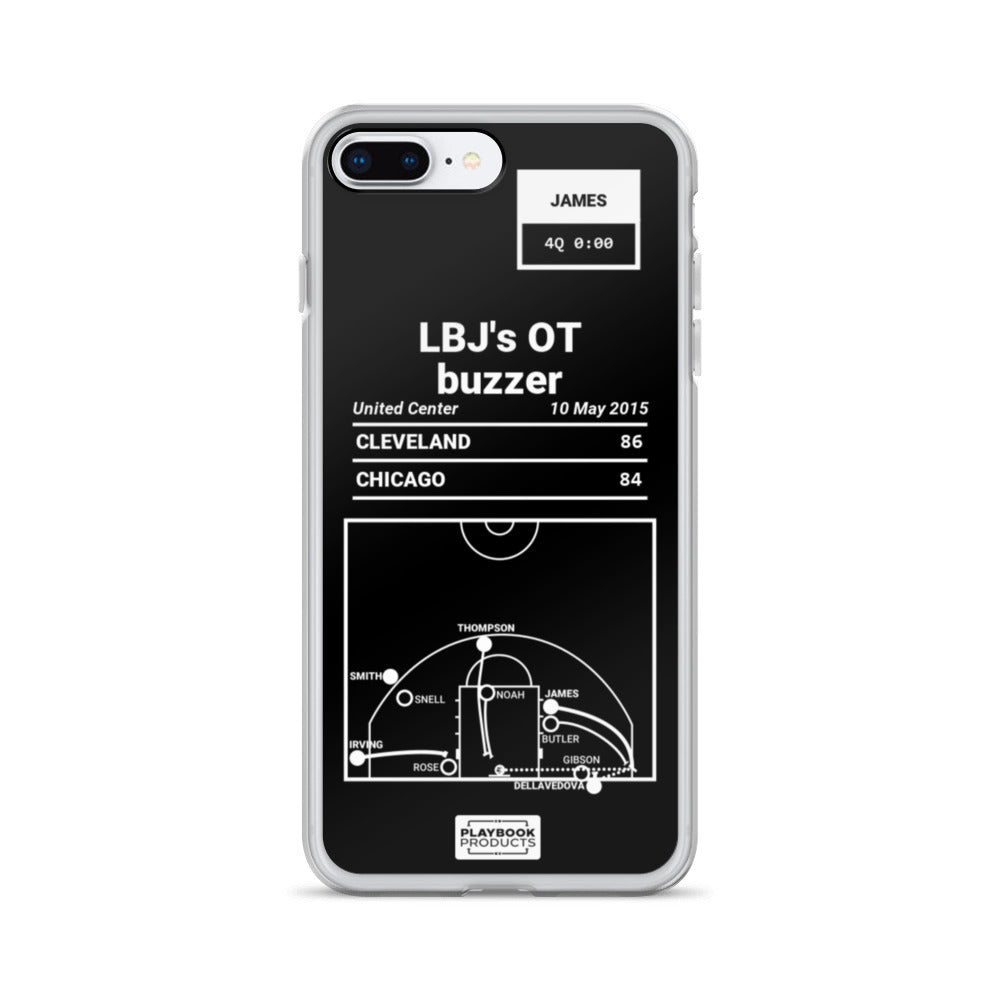 Cleveland Cavaliers Greatest Plays iPhone Case: LBJ's OT buzzer (2015)