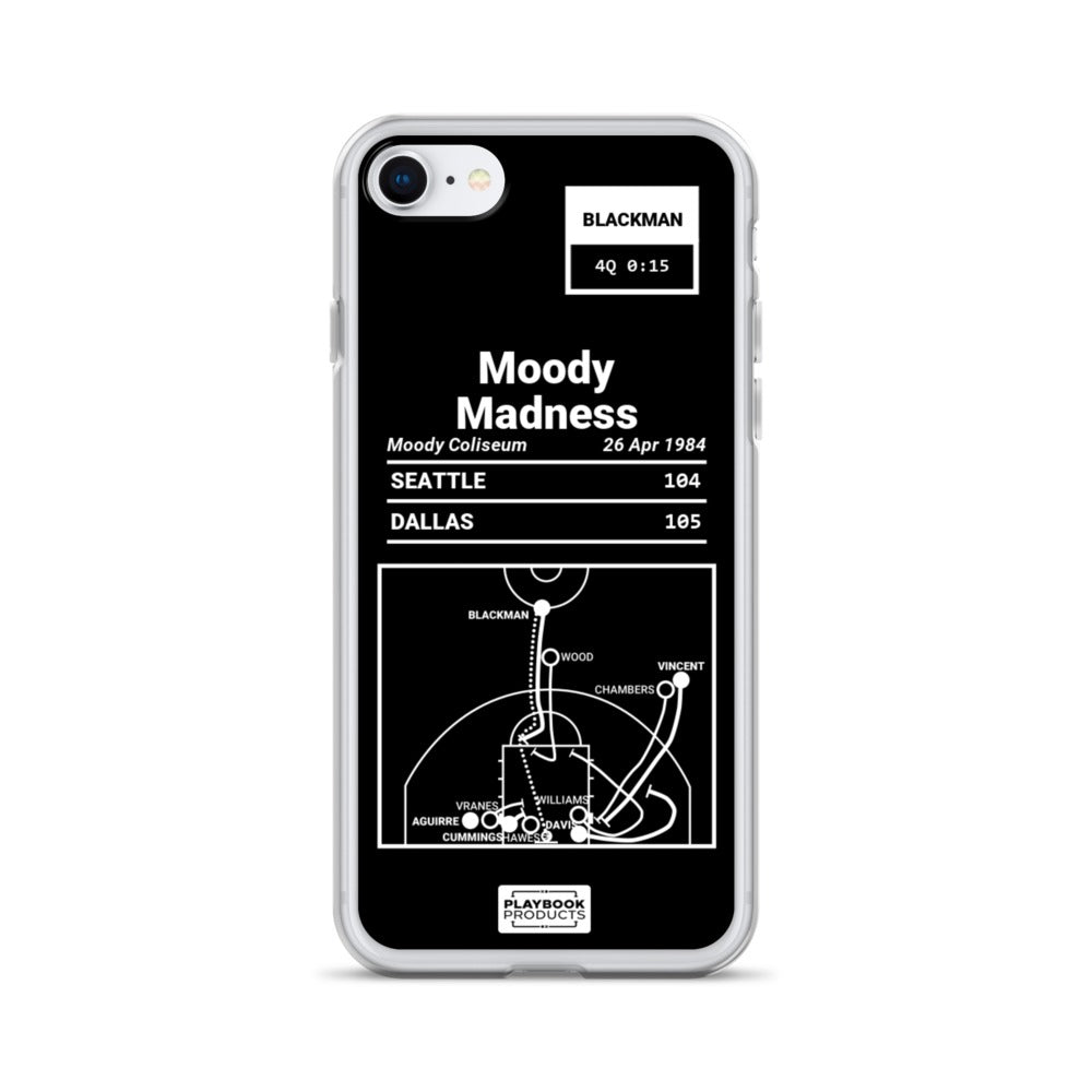 Dallas Mavericks Greatest Plays iPhone Case: Moody Madness (1984)