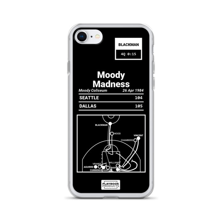Dallas Mavericks Greatest Plays iPhone Case: Moody Madness (1984)