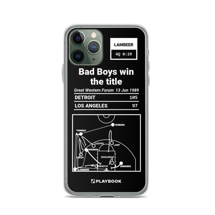 Detroit Pistons Greatest Plays iPhone Case: Bad Boys win the title (1989)