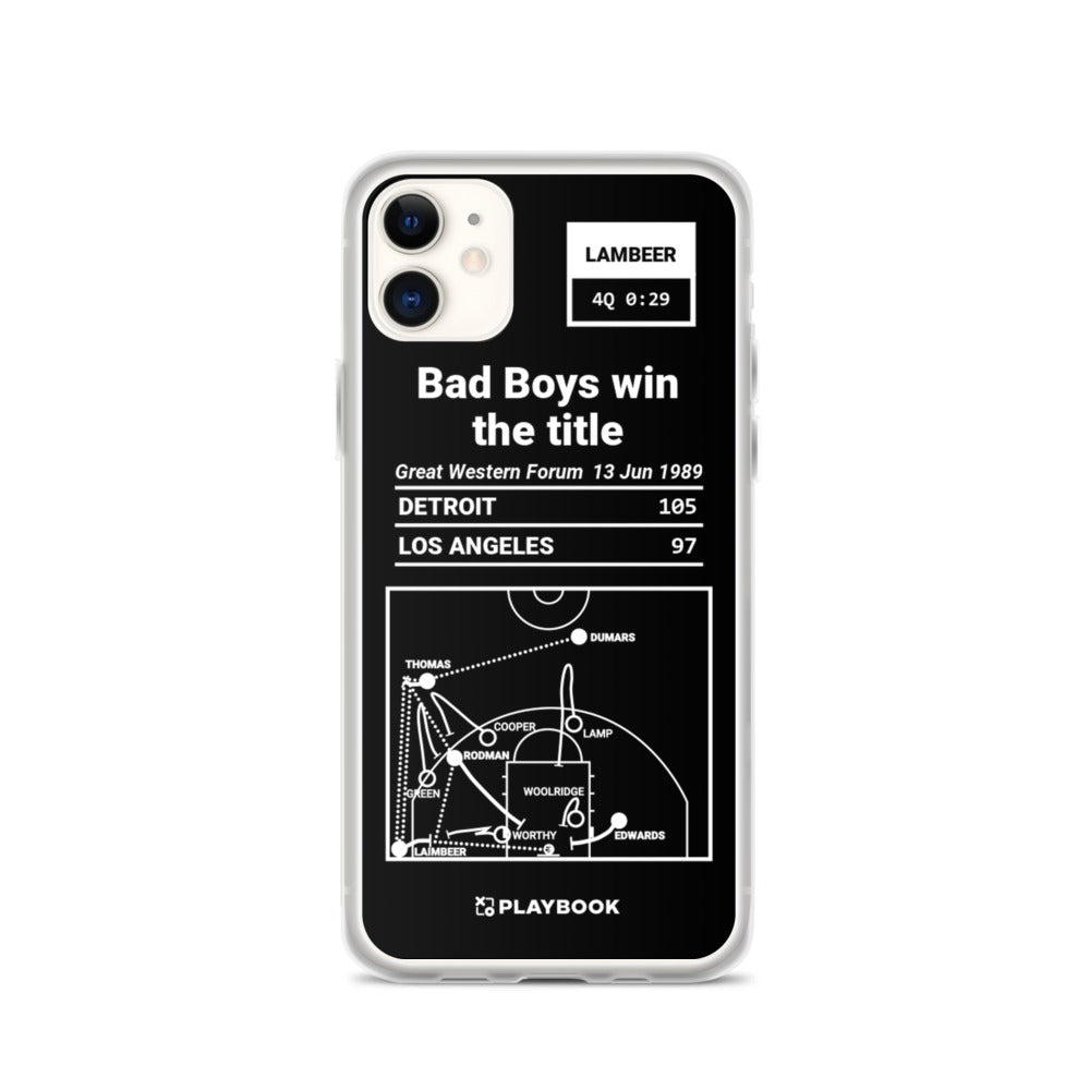 Detroit Pistons Greatest Plays iPhone Case: Bad Boys win the title (1989)