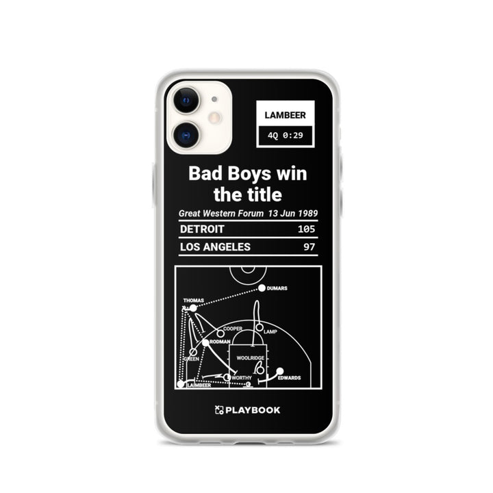 Detroit Pistons Greatest Plays iPhone Case: Bad Boys win the title (1989)