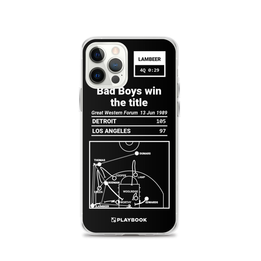 Detroit Pistons Greatest Plays iPhone Case: Bad Boys win the title (1989)