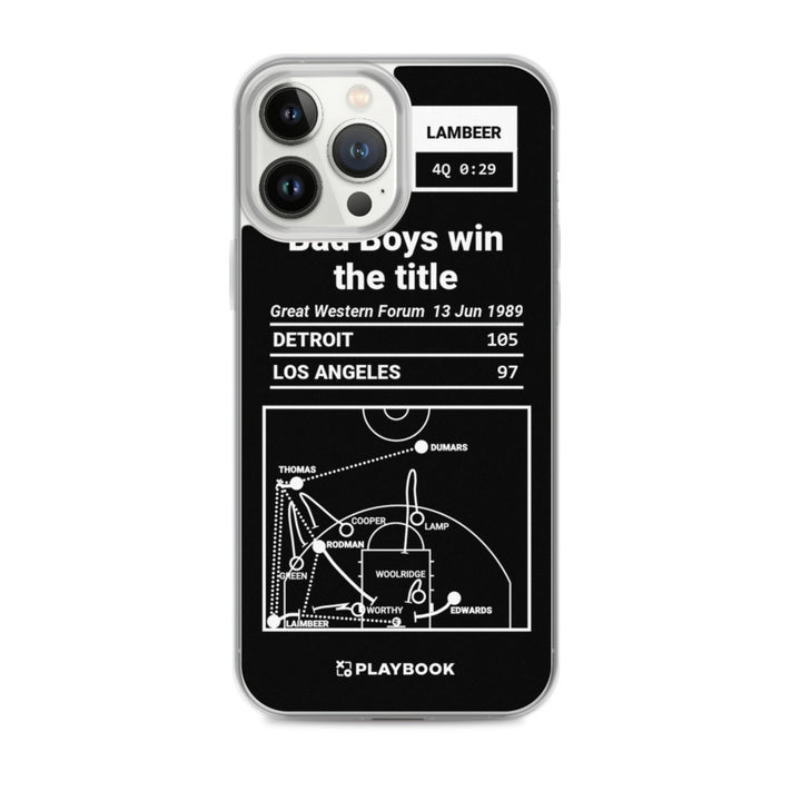 Detroit Pistons Greatest Plays iPhone Case: Bad Boys win the title (1989)