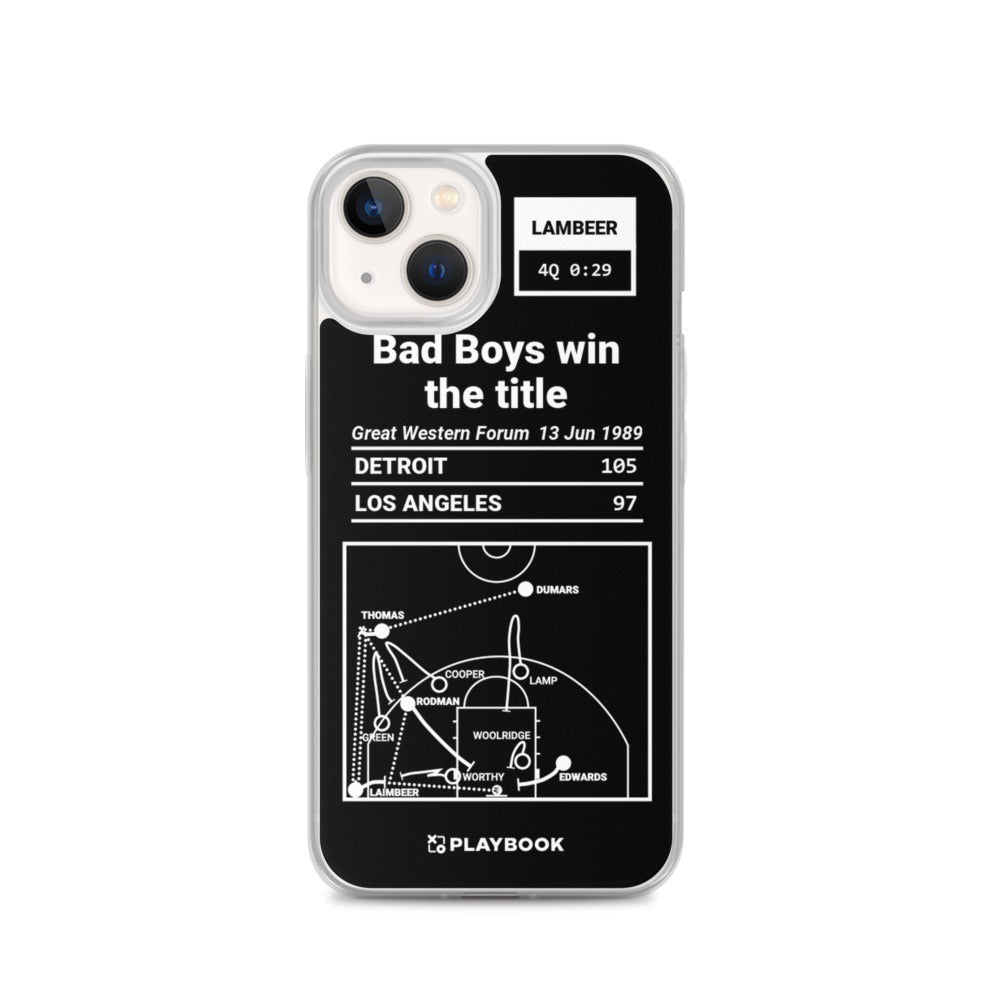 Detroit Pistons Greatest Plays iPhone Case: Bad Boys win the title (1989)