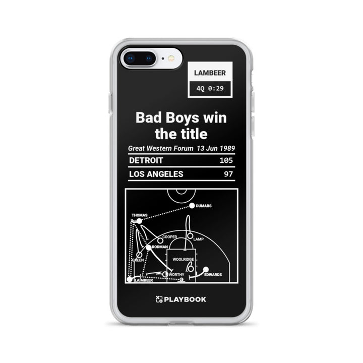 Detroit Pistons Greatest Plays iPhone Case: Bad Boys win the title (1989)