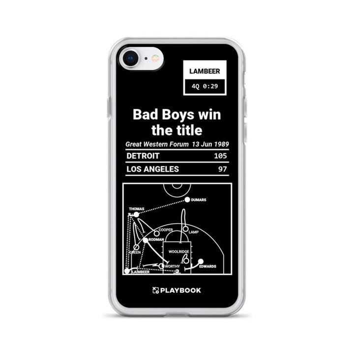 Detroit Pistons Greatest Plays iPhone Case: Bad Boys win the title (1989)