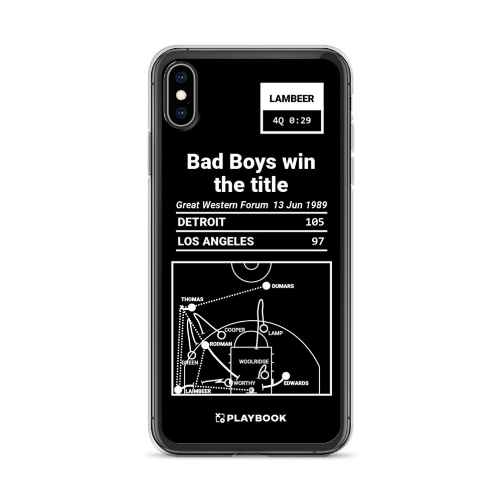 Detroit Pistons Greatest Plays iPhone Case: Bad Boys win the title (1989)