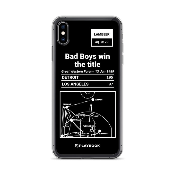 Detroit Pistons Greatest Plays iPhone Case: Bad Boys win the title (1989)