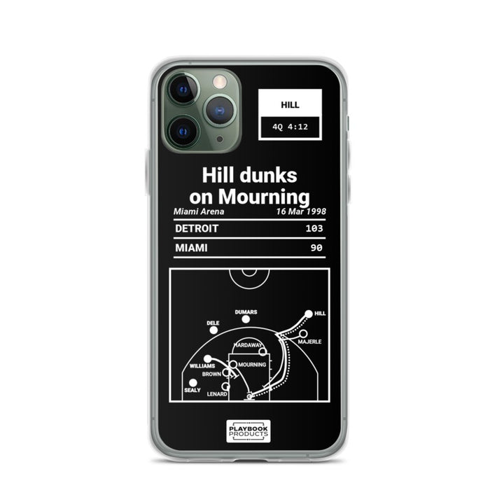 Detroit Pistons Greatest Plays iPhone Case: Hill dunks on Mourning (1998)