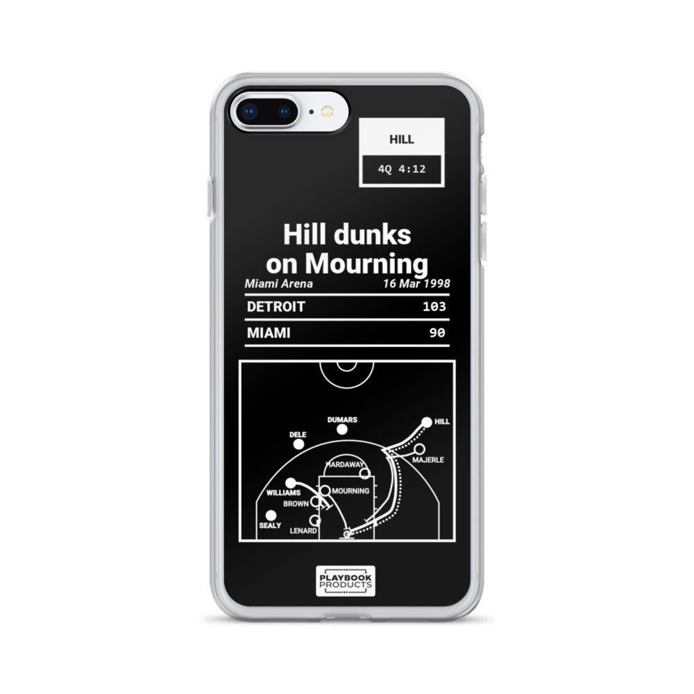 Detroit Pistons Greatest Plays iPhone Case: Hill dunks on Mourning (1998)