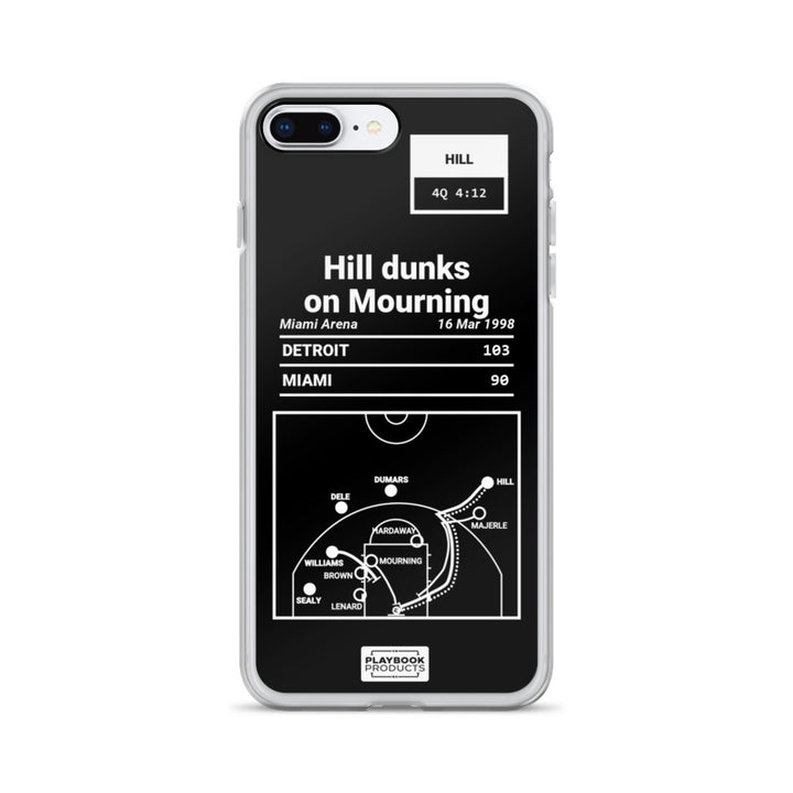 Detroit Pistons Greatest Plays iPhone Case: Hill dunks on Mourning (1998)