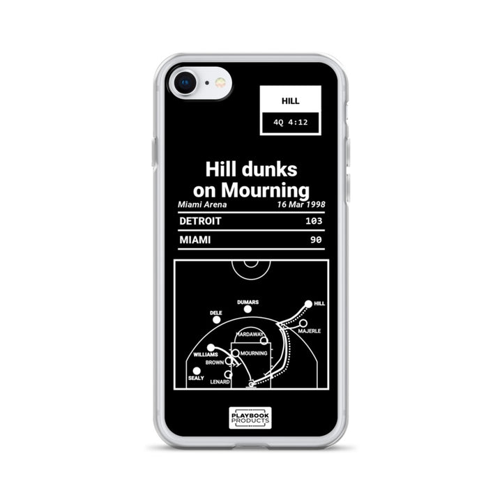 Detroit Pistons Greatest Plays iPhone Case: Hill dunks on Mourning (1998)