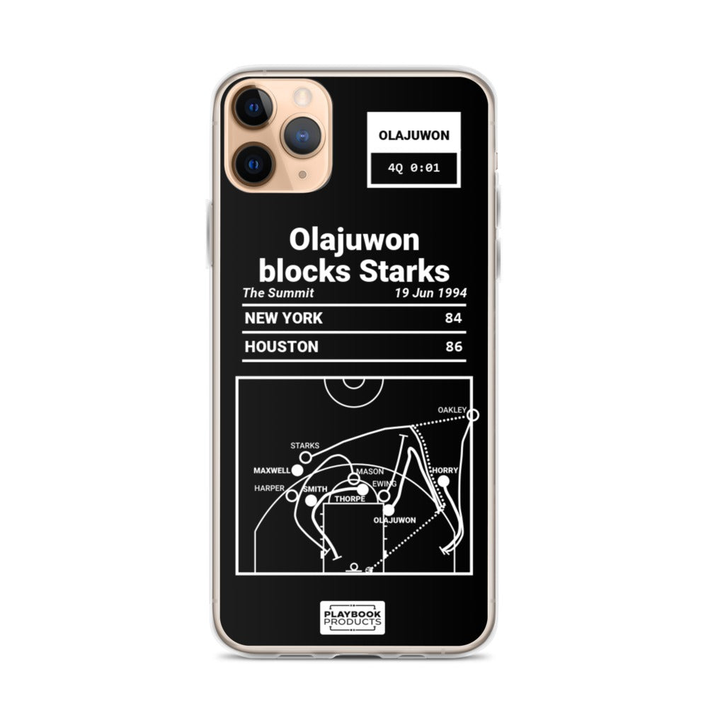 Houston Rockets Greatest Plays iPhone Case: Olajuwon blocks Starks (1994)