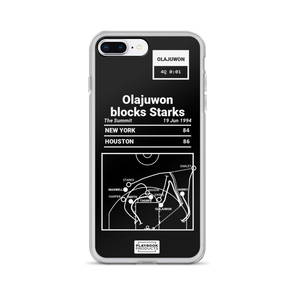 Houston Rockets Greatest Plays iPhone Case: Olajuwon blocks Starks (1994)