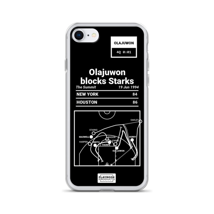 Houston Rockets Greatest Plays iPhone Case: Olajuwon blocks Starks (1994)