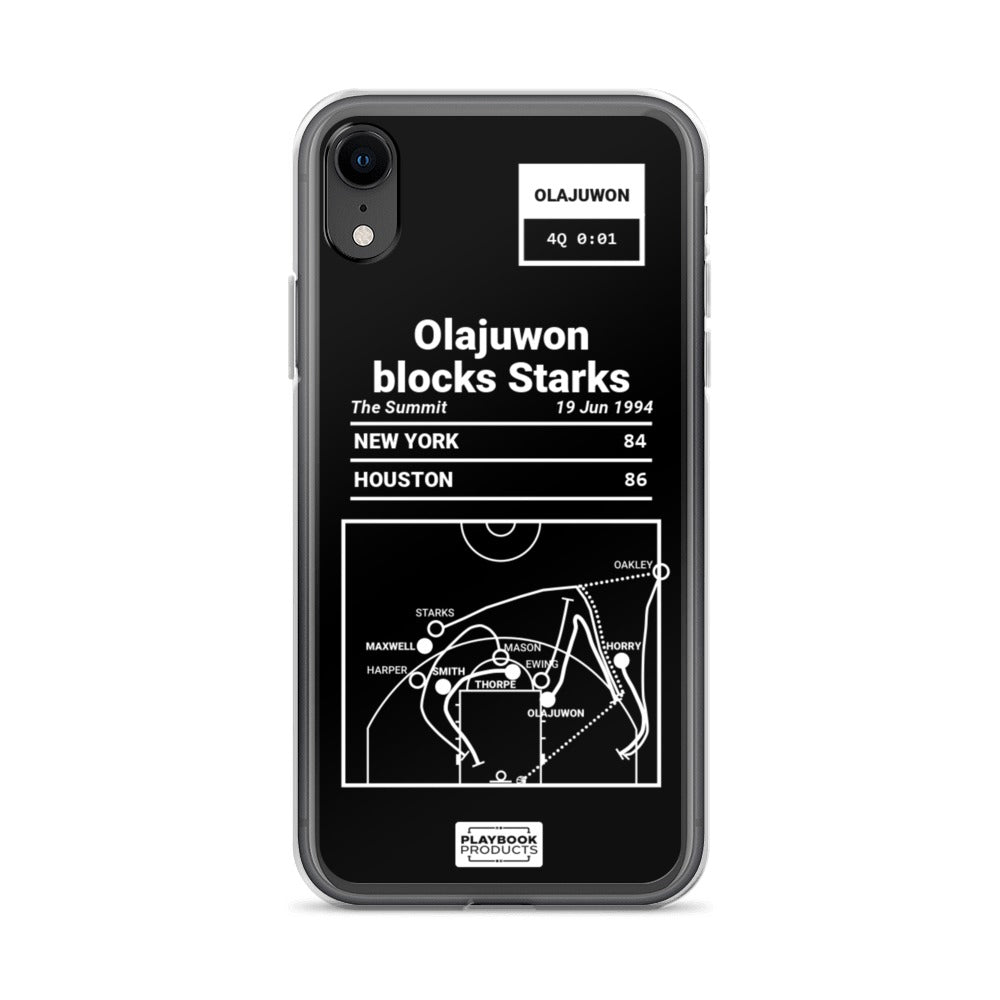 Houston Rockets Greatest Plays iPhone Case: Olajuwon blocks Starks (1994)