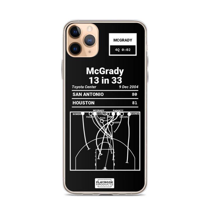 Houston Rockets Greatest Plays iPhone Case: McGrady 13 in 33 (2004)