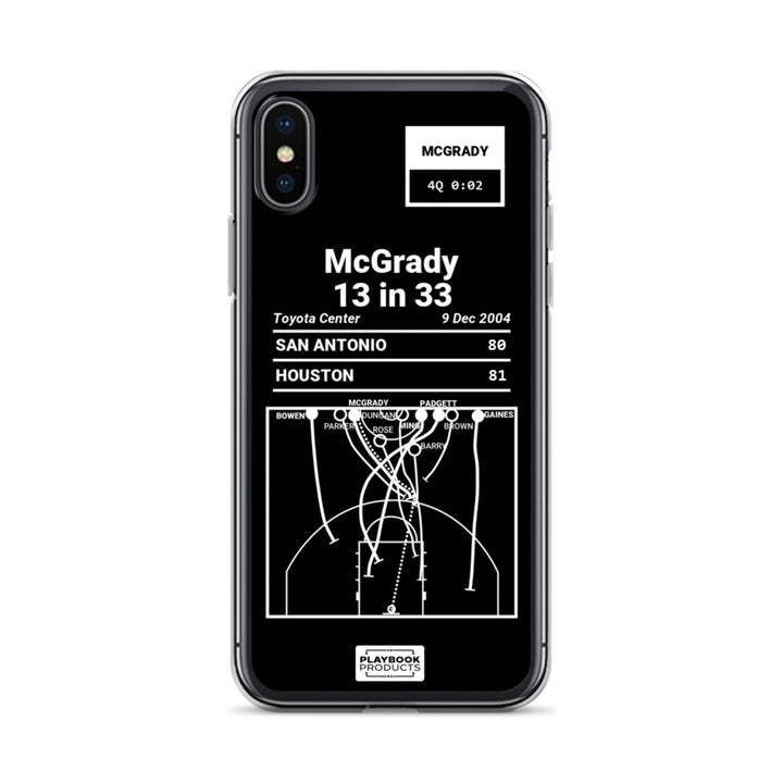 Houston Rockets Greatest Plays iPhone Case: McGrady 13 in 33 (2004)