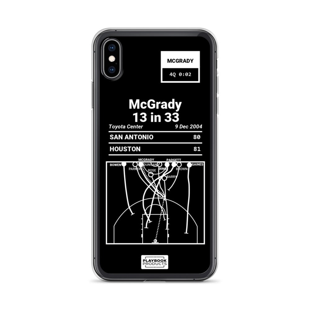 Houston Rockets Greatest Plays iPhone Case: McGrady 13 in 33 (2004)