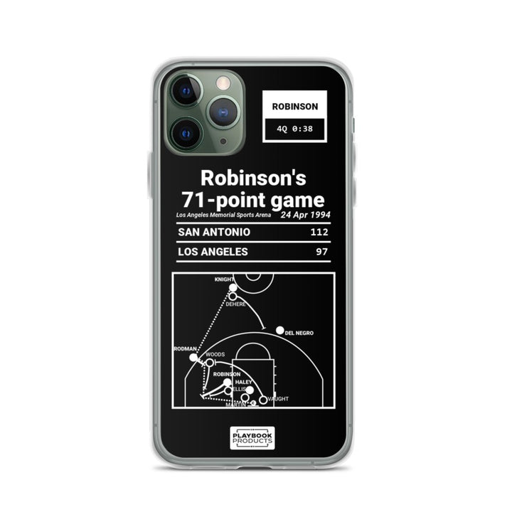 San Antonio Spurs Greatest Plays iPhone Case: Robinson's 71-point game (1994)