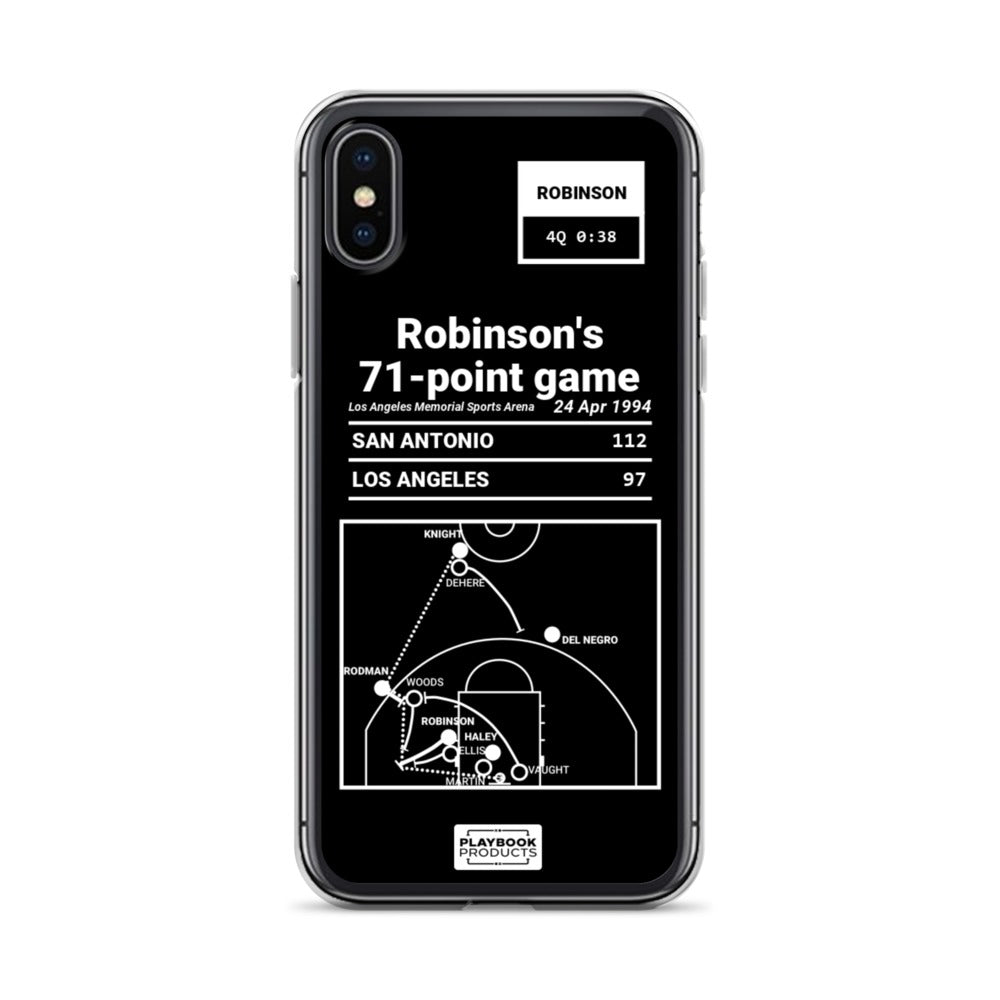 San Antonio Spurs Greatest Plays iPhone Case: Robinson's 71-point game (1994)
