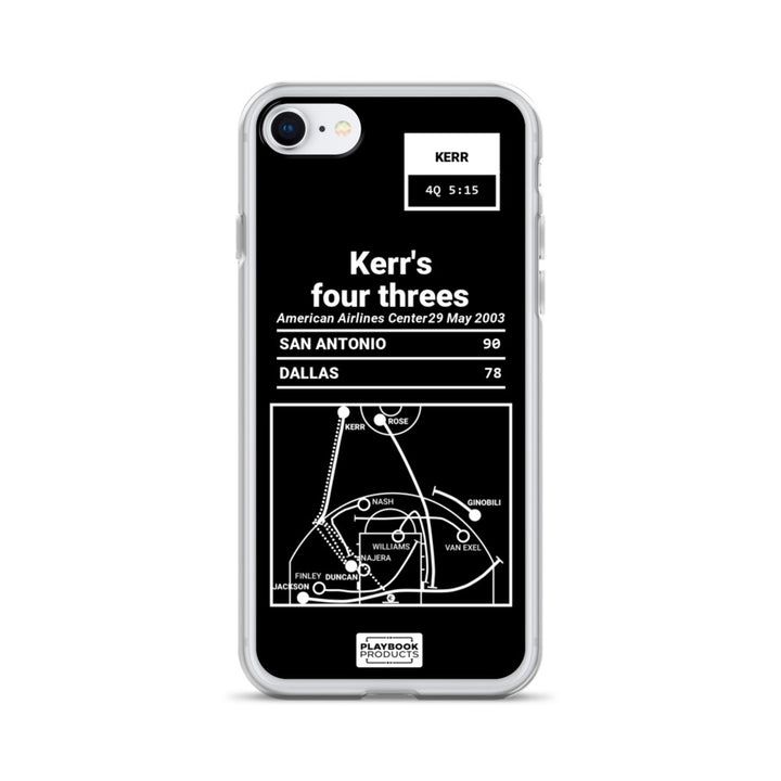 San Antonio Spurs Greatest Plays iPhone Case: Kerr's four threes (2003)