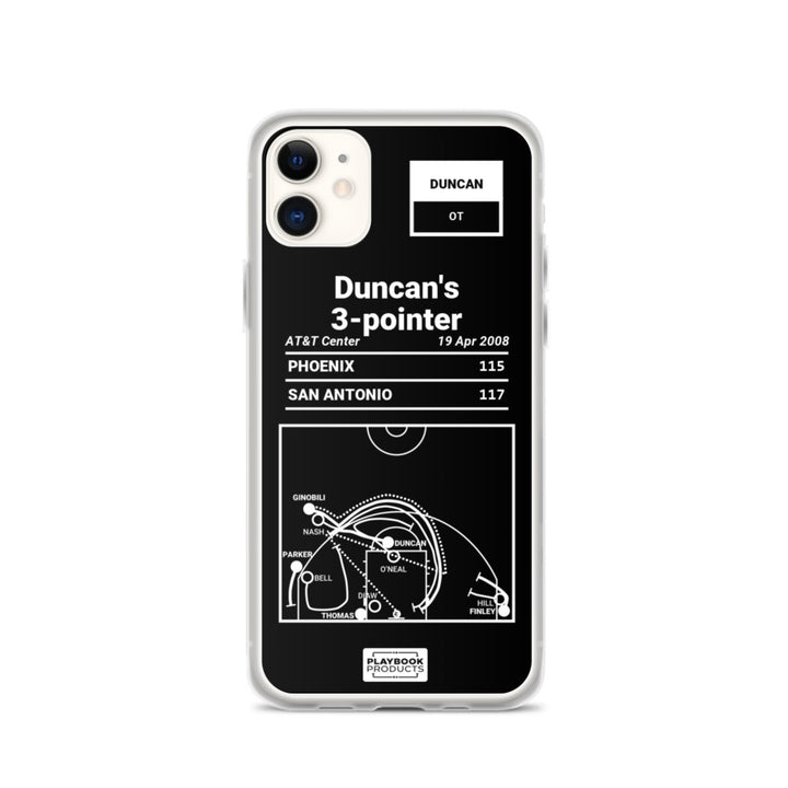 San Antonio Spurs Greatest Plays iPhone Case: Duncan's 3-pointer (2008)