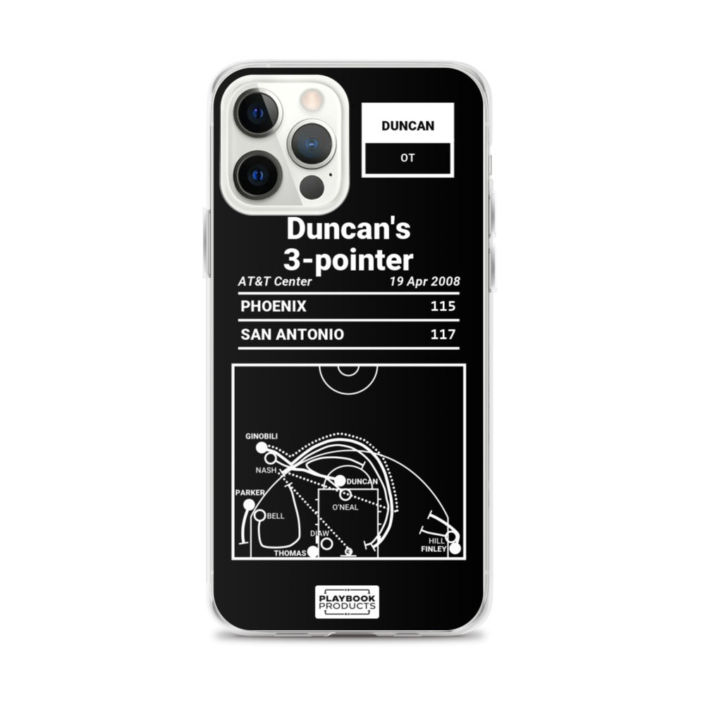 San Antonio Spurs Greatest Plays iPhone Case: Duncan's 3-pointer (2008)