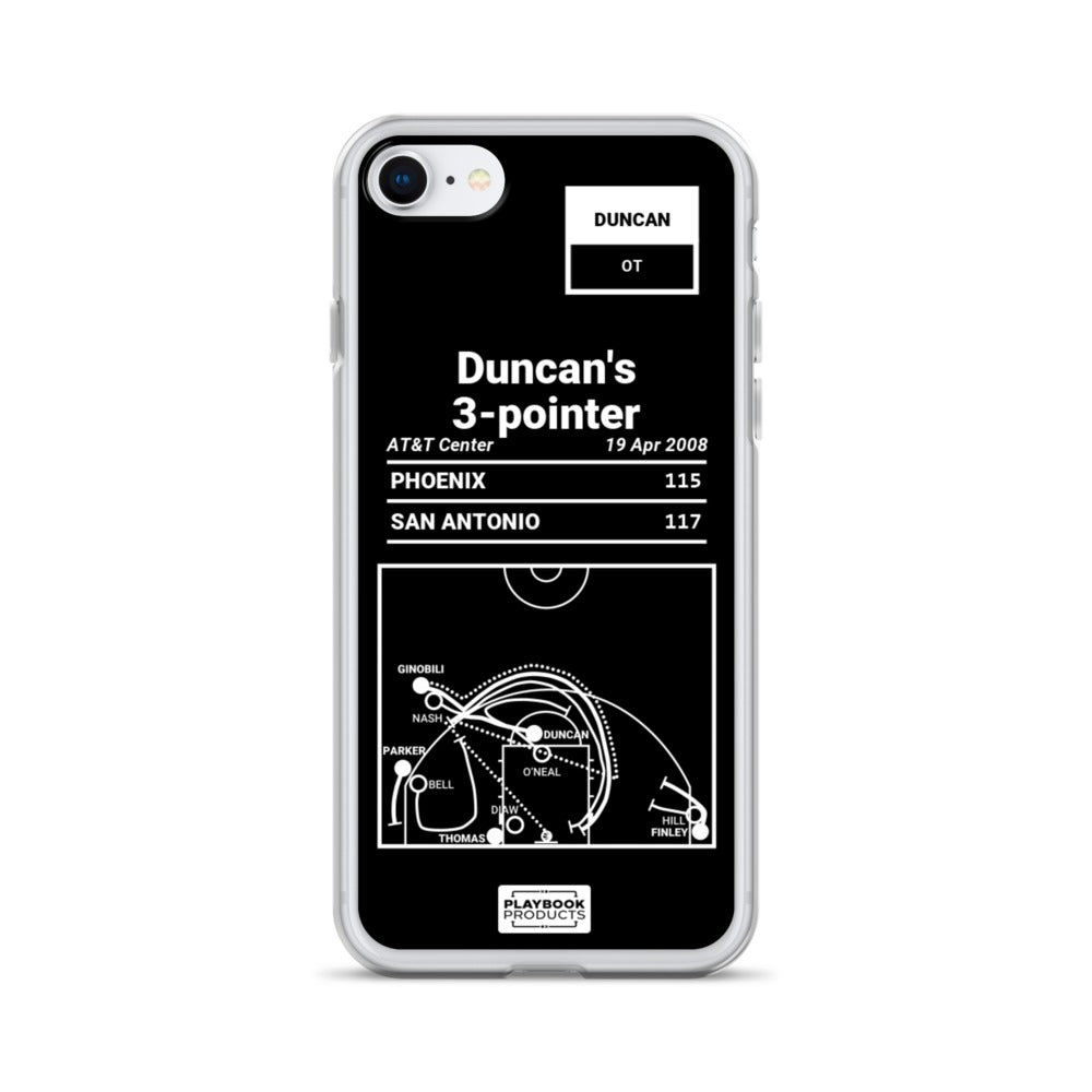 San Antonio Spurs Greatest Plays iPhone Case: Duncan's 3-pointer (2008)