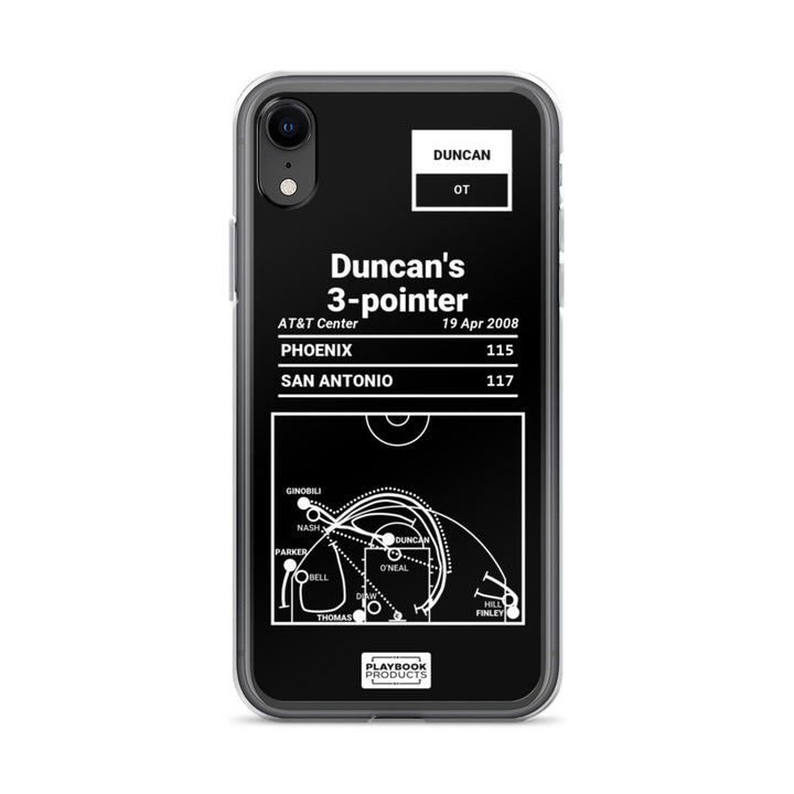 San Antonio Spurs Greatest Plays iPhone Case: Duncan's 3-pointer (2008)